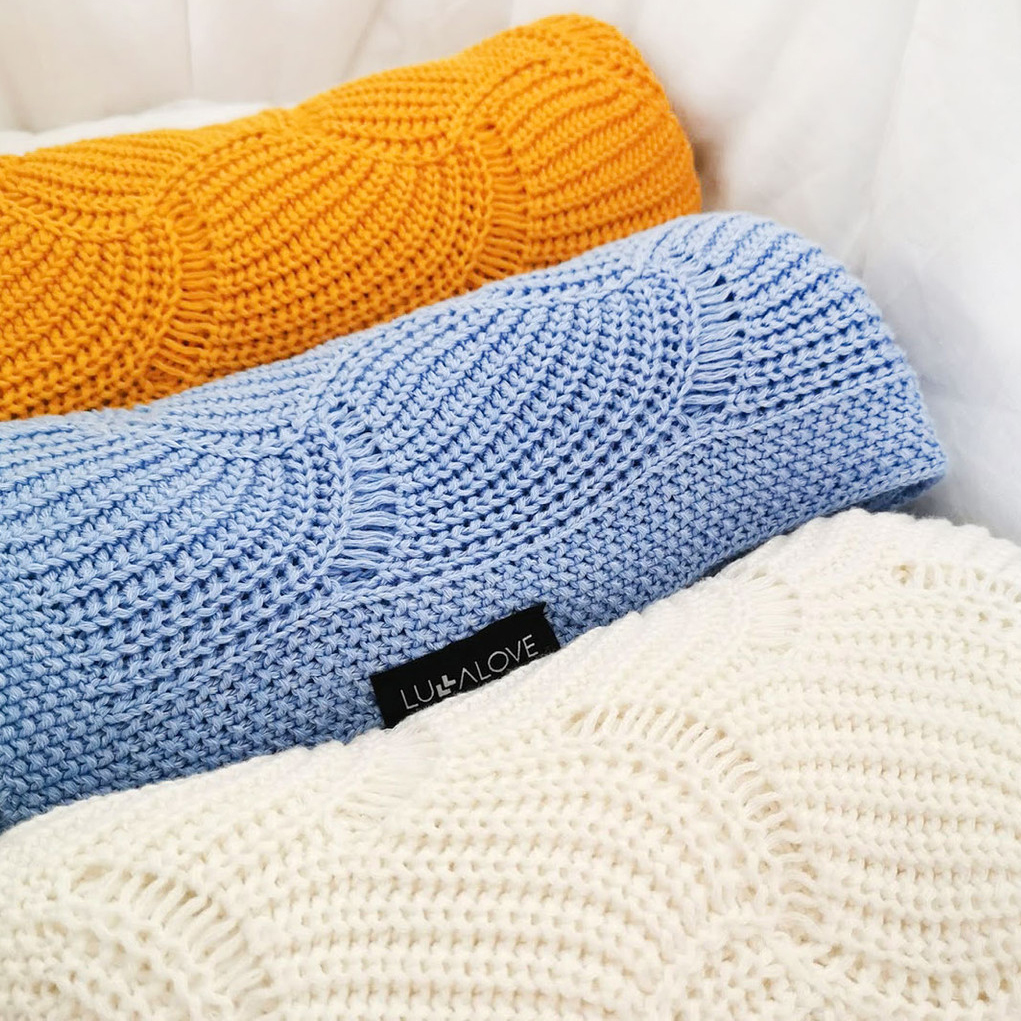 Lullalove Kocyk Muszelka Całoroczny Błękitny 80x100cm