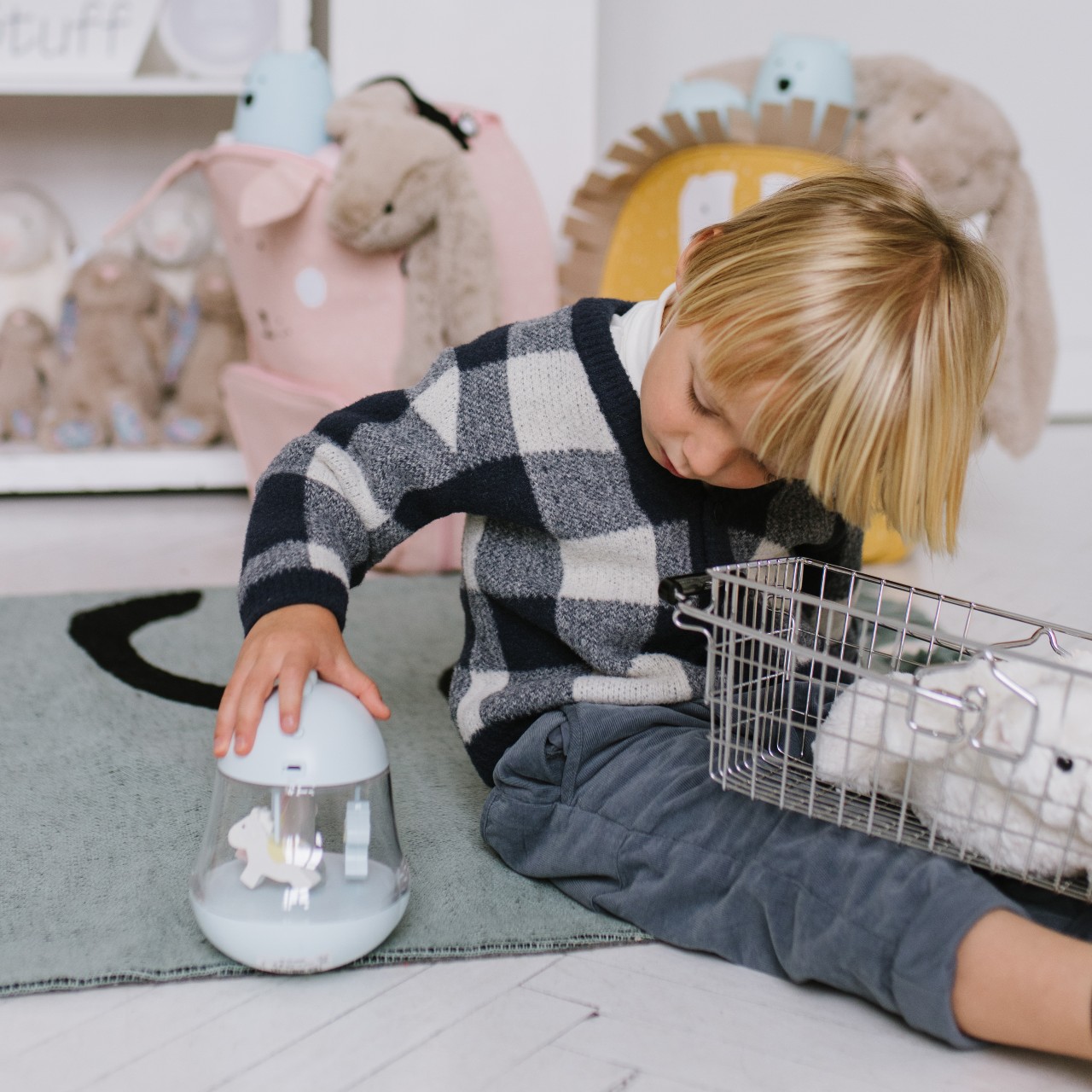 Rabbit&Friends Lampka z pozytywką kurczak niebieska 0+