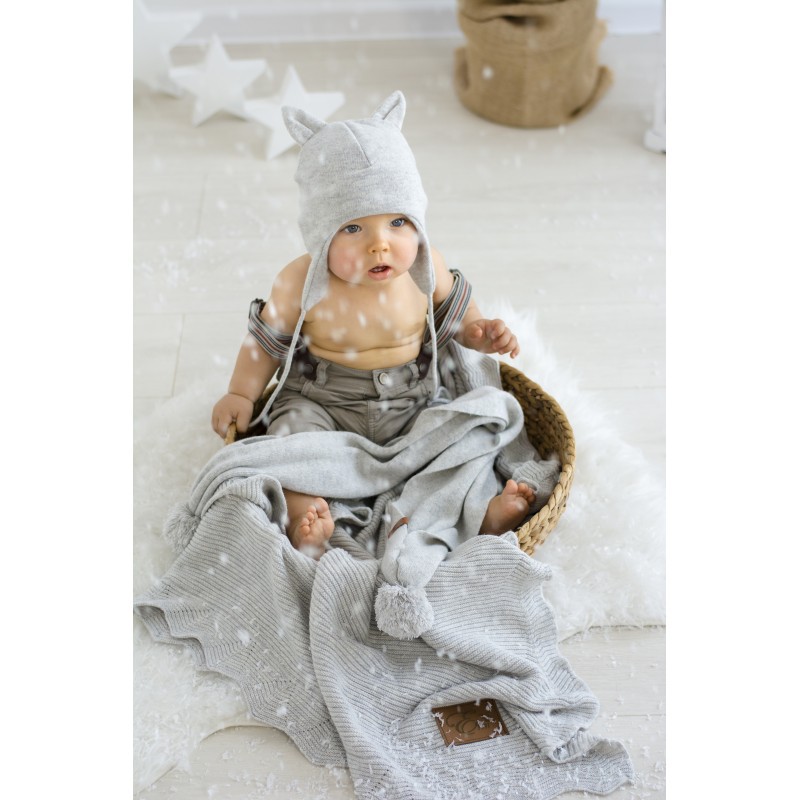 Effii, Czapka kaszmirowa z uszkami M srebrzysta