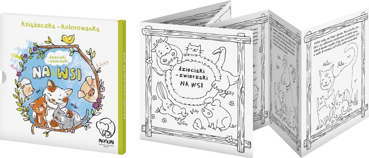 Książeczka Kolorowanka Zwierzątka na wsi 20x20cm | MONUMI