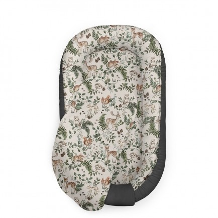 BabySteps Kokon niemowlęcy Animals garden light dark gray