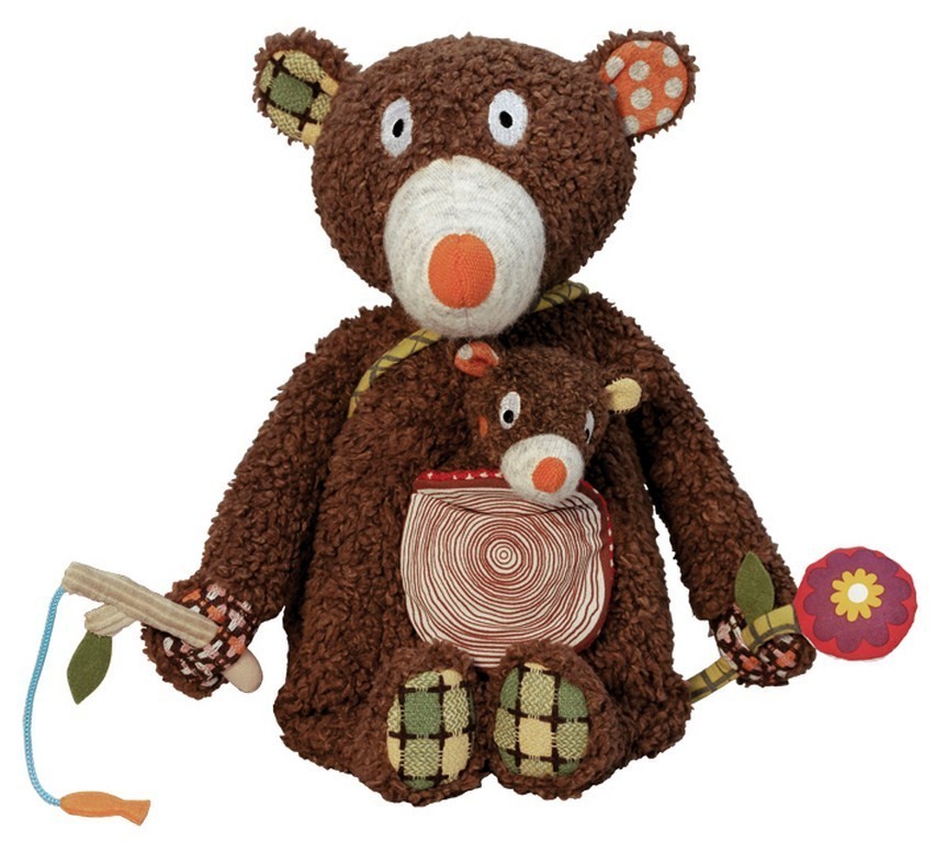 WOODOURS Tata miś z synem Drewniana Figurka 3+