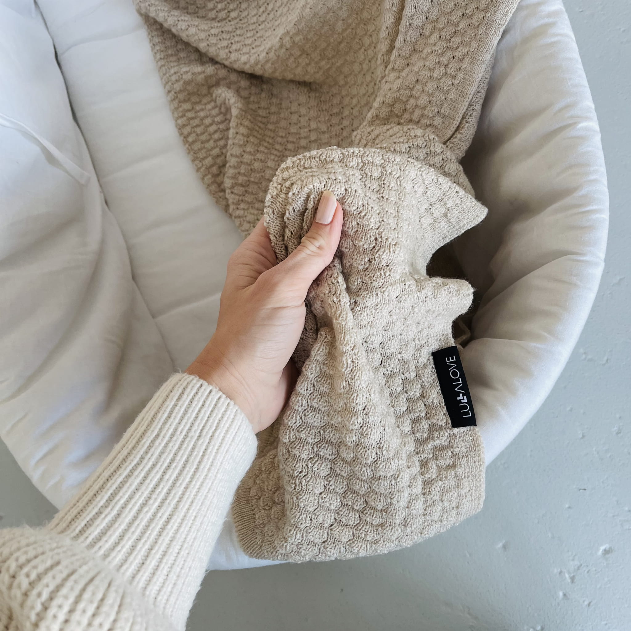 Lullalove Kocyk Merino PREMIUM Beżowy dla Niemowląt 0+