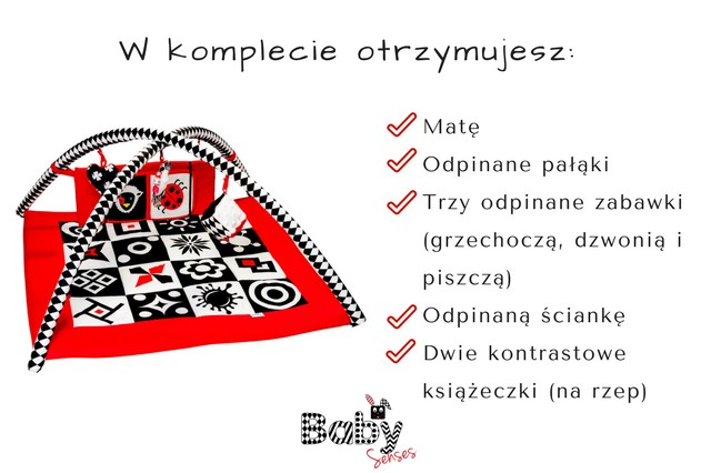 Baby Senses Mata Edukacyjna Kontrastowa ze Ścianką 0+