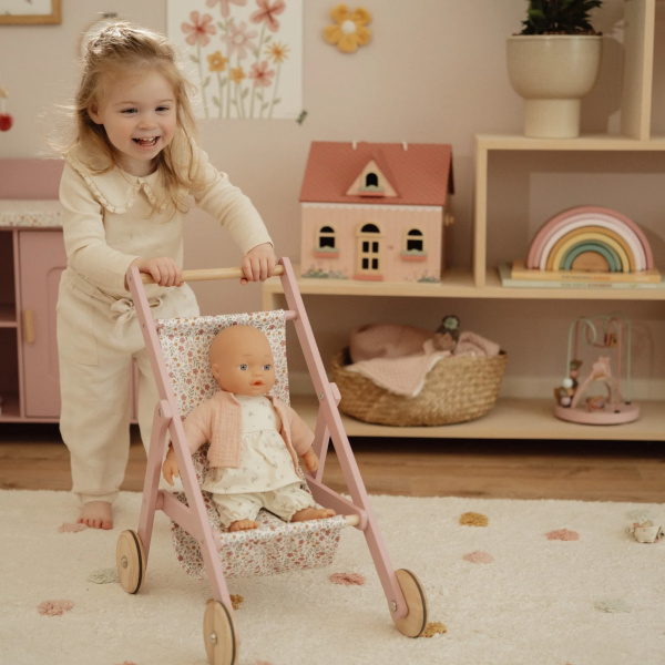 Little Dutch – Drewniany wózek dla lalek FSC – stylowy wózeczek dla dzieci 3+