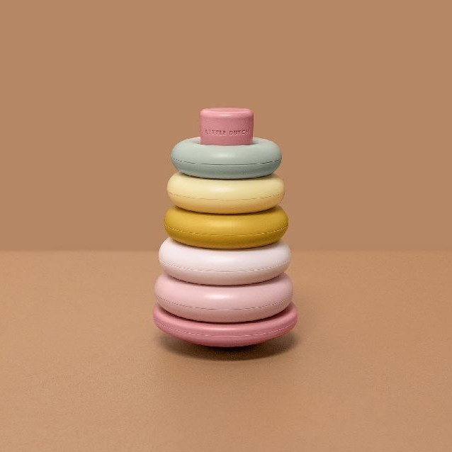 Little Dutch Piramida Różowa Sortowanie 5 Pierścieni 6m+