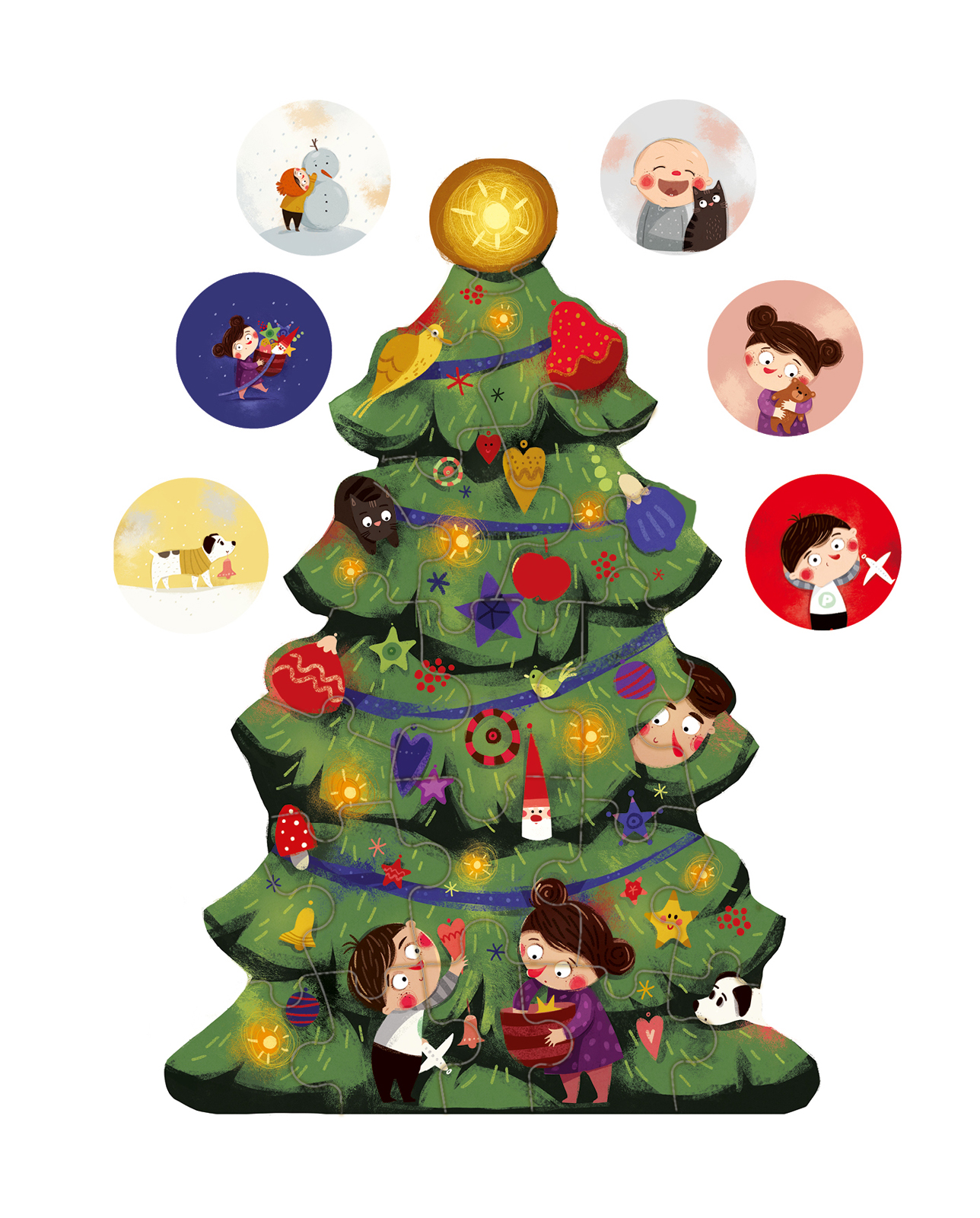 Puzzle Pucio I Misia Ubierają Choinkę 24el 2+