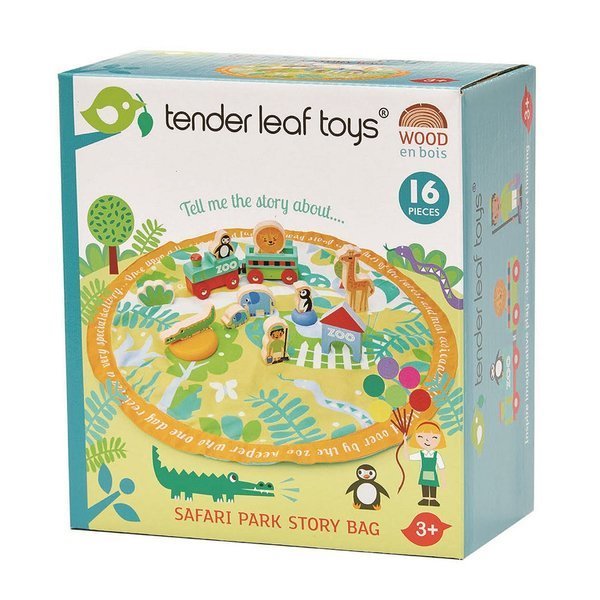 Tender Leaf Toys Mata Safari z drewnianymi zwierzątkami 12+ m