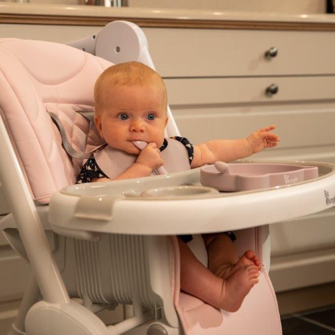 BO JUNGLE B-Śliniak Silikonowy z Kieszonką - Różowy 6m+