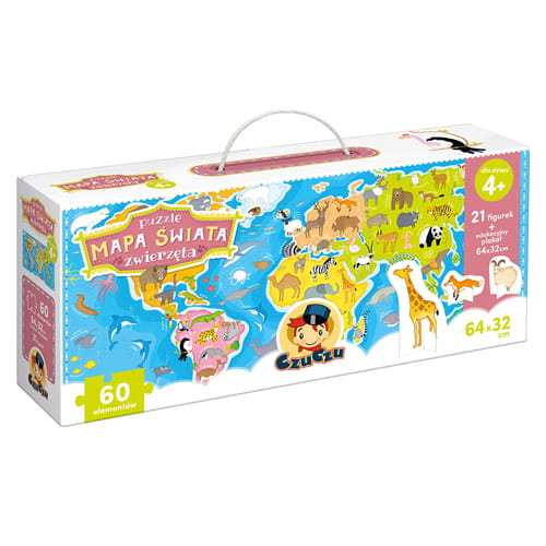 Czuczu Puzzle Mapa świata zwierzęta 60el 4+