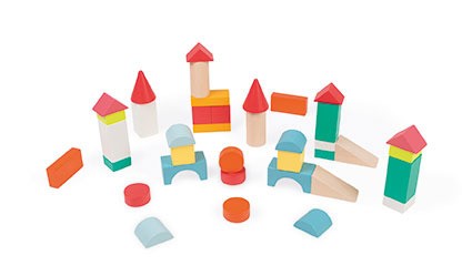 Janod Klocki Drewniane Kubix z Matą 40 el. 2+