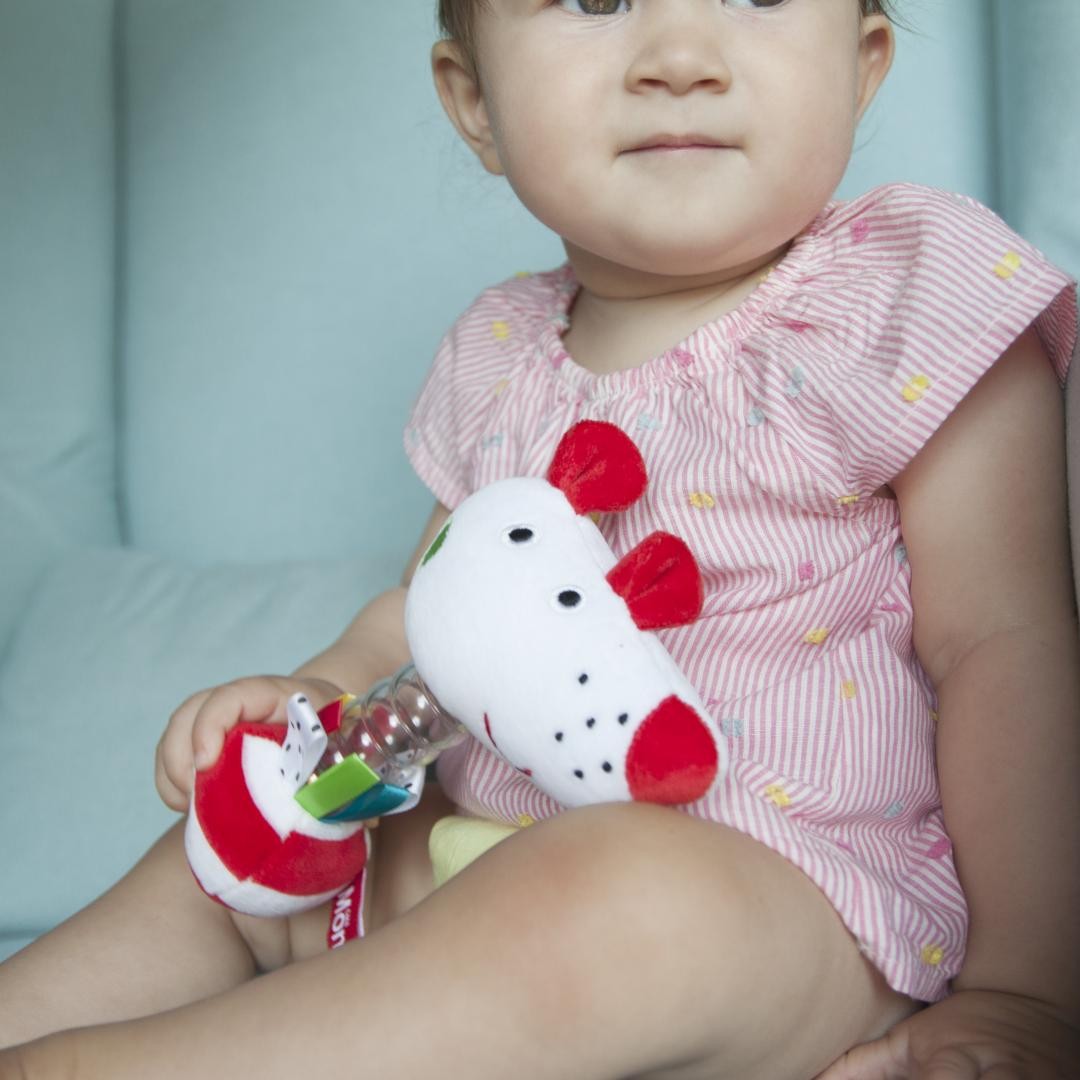 Mom's Care Grzechotka Momsik Drewniana dla niemowląt 0+