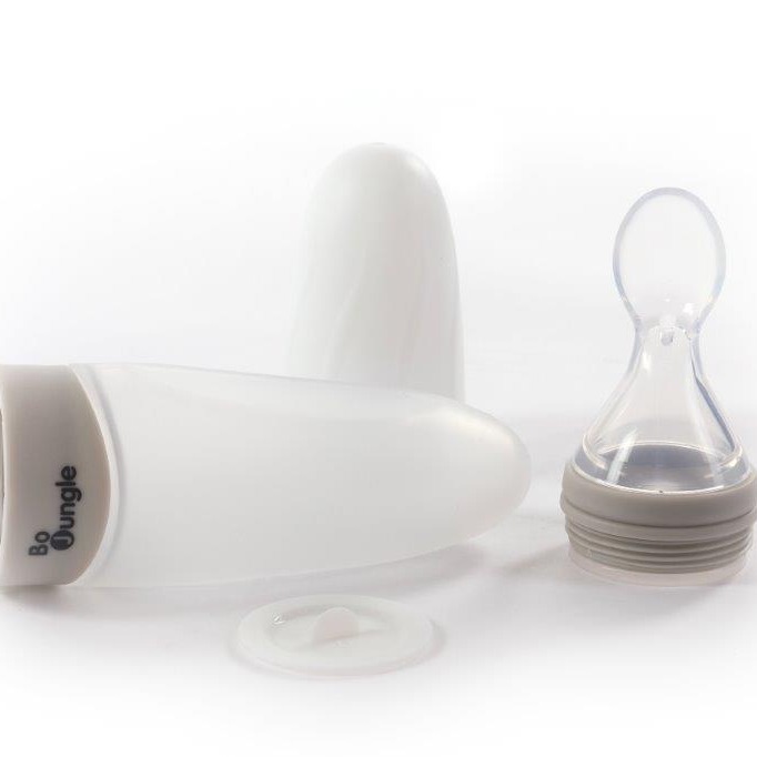 BO JUNGLE, B-Pojemnik silikonowy z łyżeczką - Grey