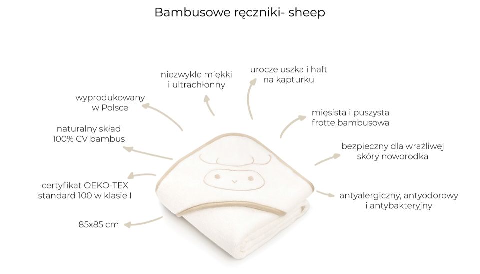 My Memi Ręcznik Bambusowy Cream Sheep 85x85cm
