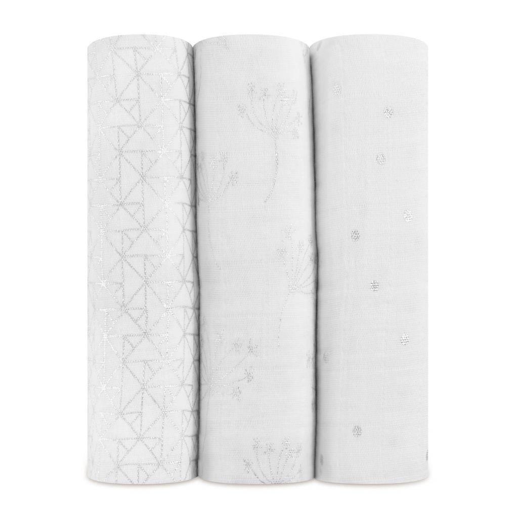 Aden & Anais Otulacz Muślinowy Metallic Silver Deco 3szt