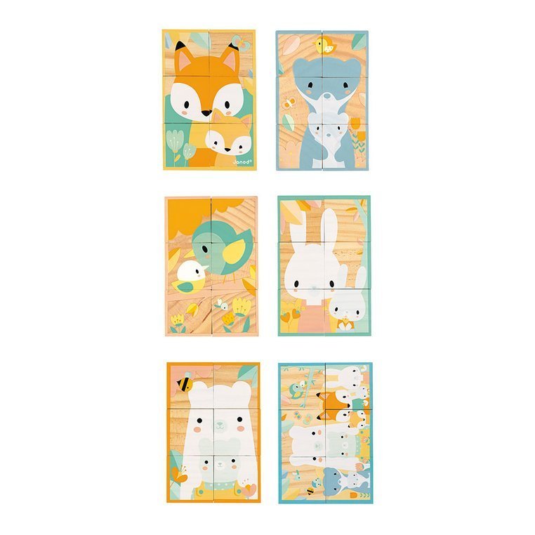 Janod Klocki Drewniane Puzzle Pure 6el 1+