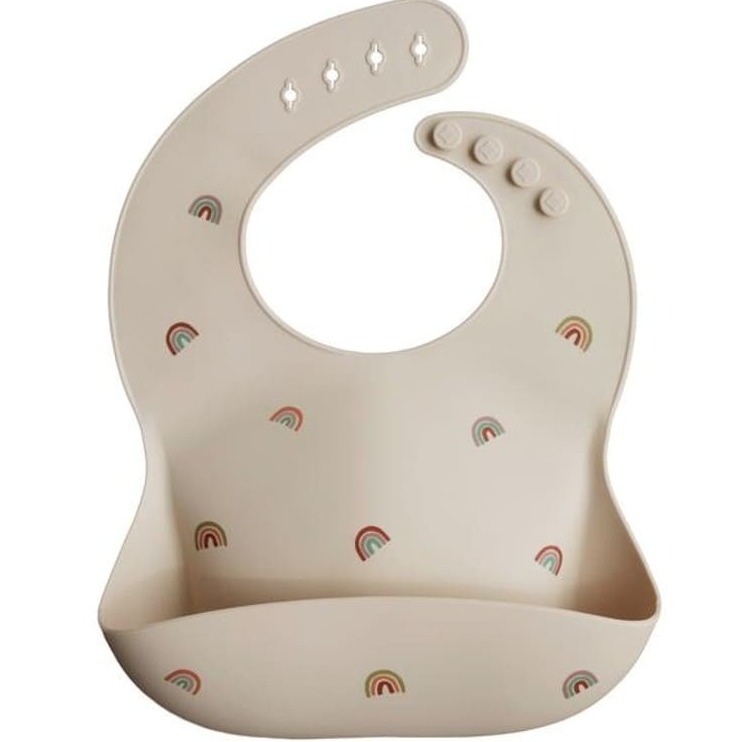 Mushie Śliniak Silikonowy Rainbow - Łatwy do Czyszczenia 6m+