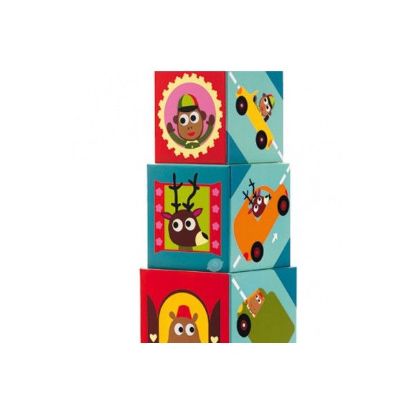 Djeco Piramida 10 kostek pojazdy 12m+