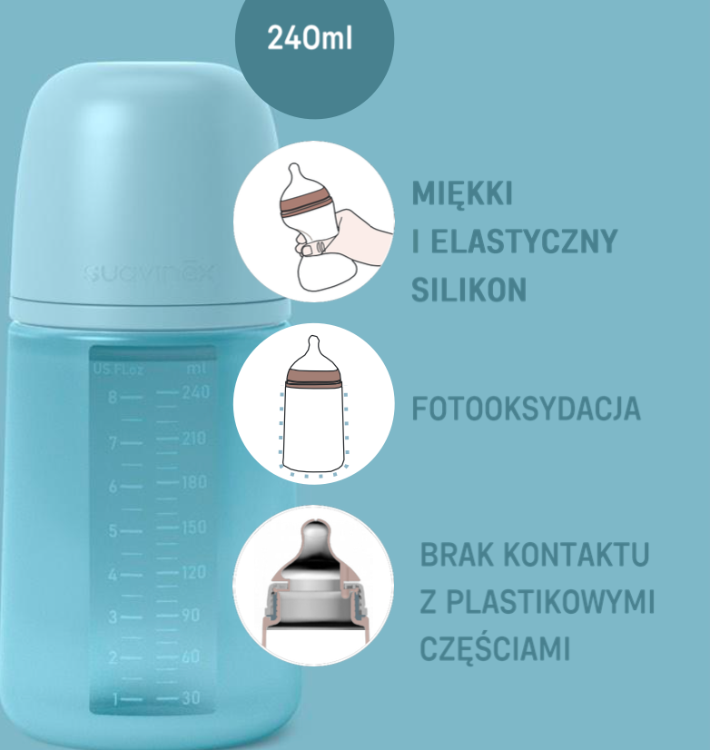 Suavinex Butelka silikonowa SX Pro 240ml Cielisty