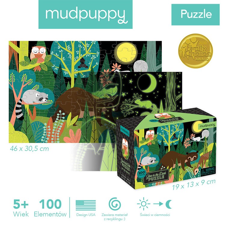 Mudpuppy Puzzle Świecące w Ciemności "W Lesie" 100el 5+