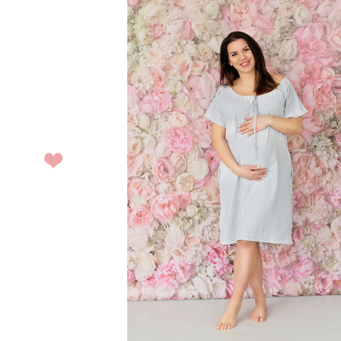 Lullalove Koszula nocna szara - Ciążowa i do karmienia 1+