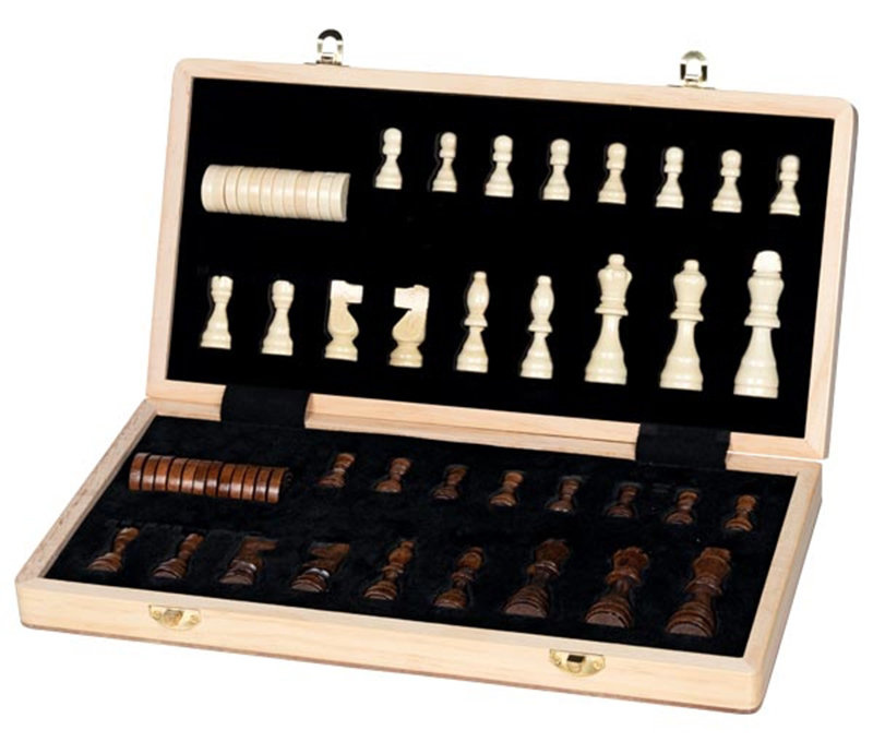 Goki Gra magnetyczna 2w1 Szachy i Warcaby drewniane 7+