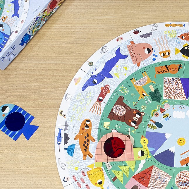 Okrągłe puzzle dla dzieci XXL Odkryj zwierzęta Goula