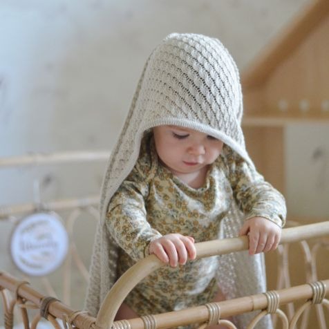 My Memi Kocyk bambusowy z kapturkiem 90x90 beige 0+