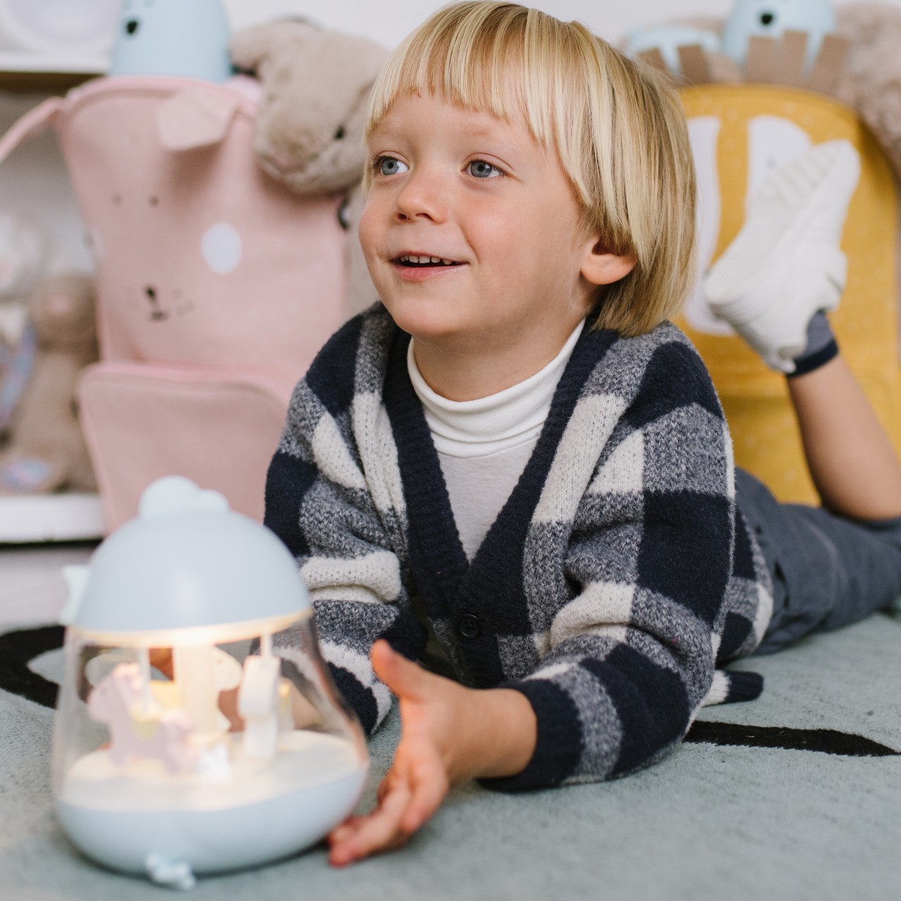 Rabbit&Friends Lampka z pozytywką kurczak niebieska 0+