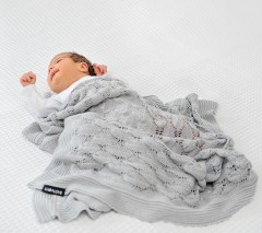 Lullalove, Kocyk ażurowy boho - szary