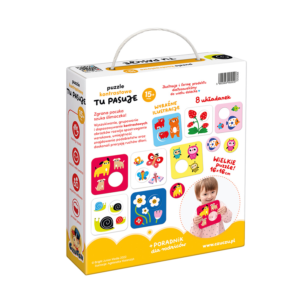 CzuCzu Puzzle kontrastowe z dziurką 15 mies.+