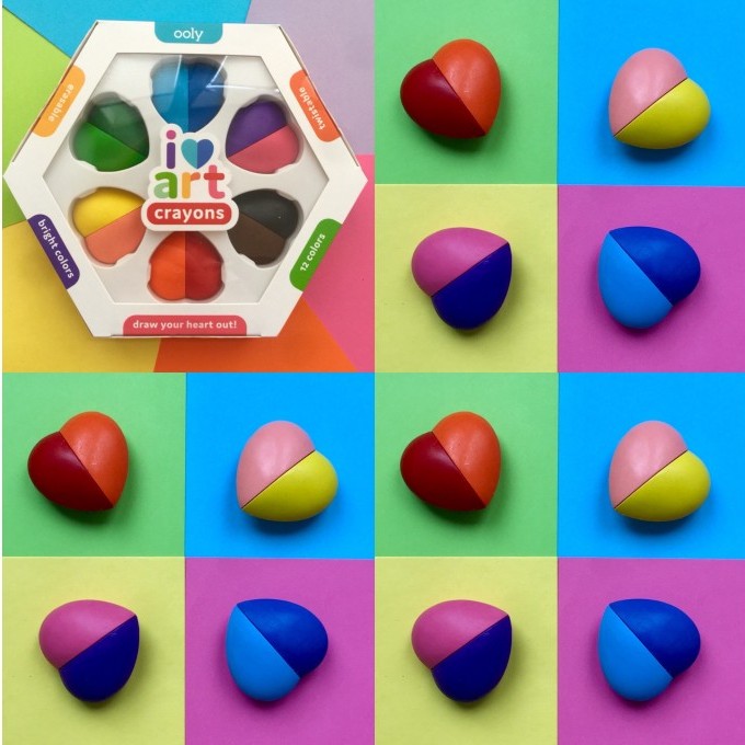 Ooly Kredki Dwukolorowe Serca 6 szt. 3+