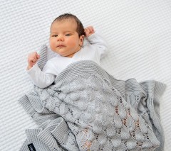 Lullalove, Kocyk ażurowy boho - szary