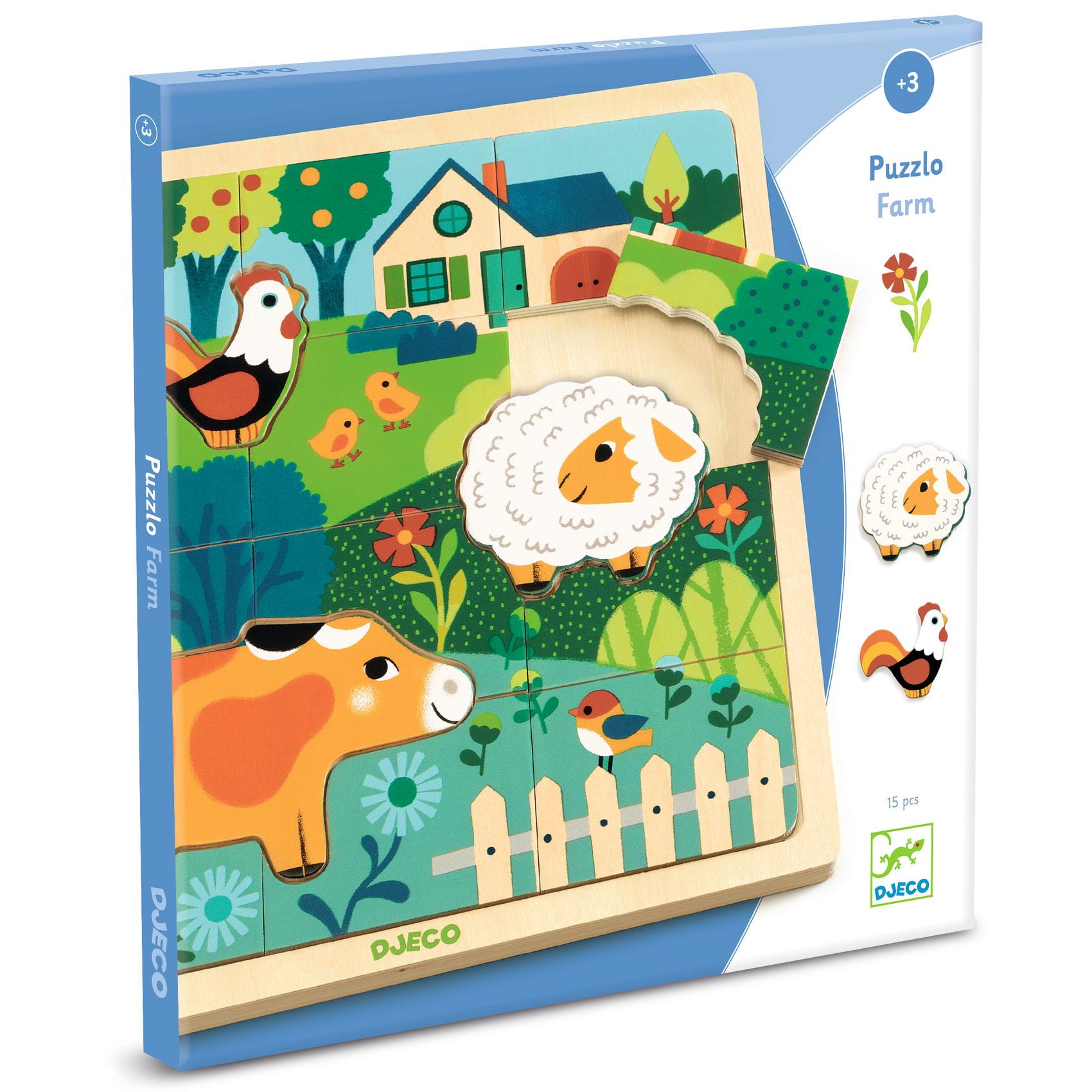 Drewniane Puzzle Farma z Ramką FSC 12 el. 3+