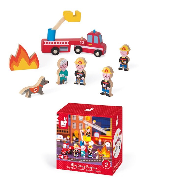 Janod Strażacy Zestaw Drewniany 8 el. 3+