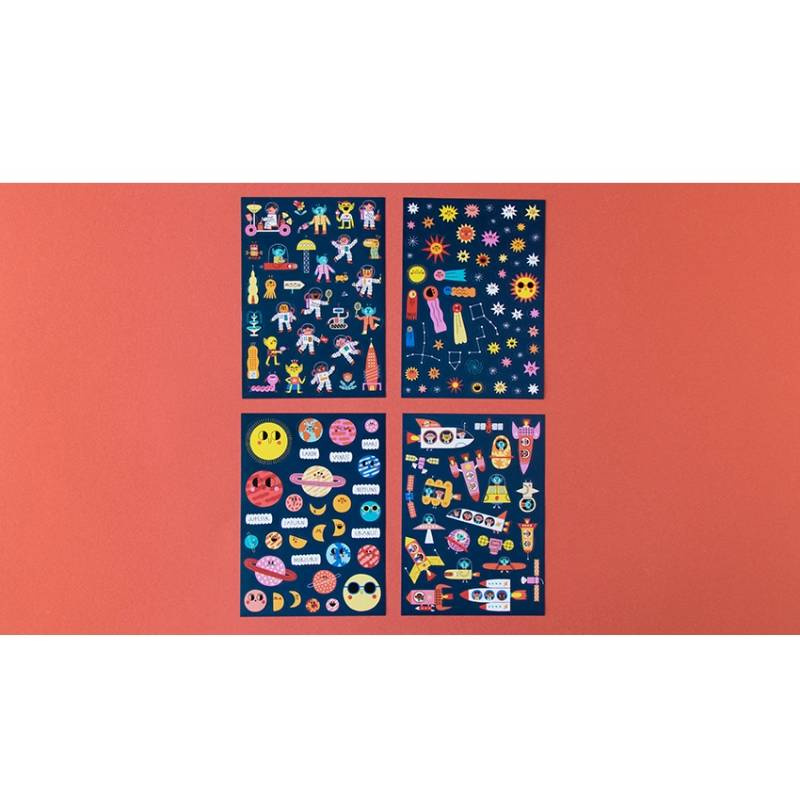 Londji Naklejki Wielorazowe Kosmos 150 el 3+