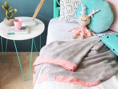 Mama Designs Kocyk Tkany Grey Turquoise 70cm