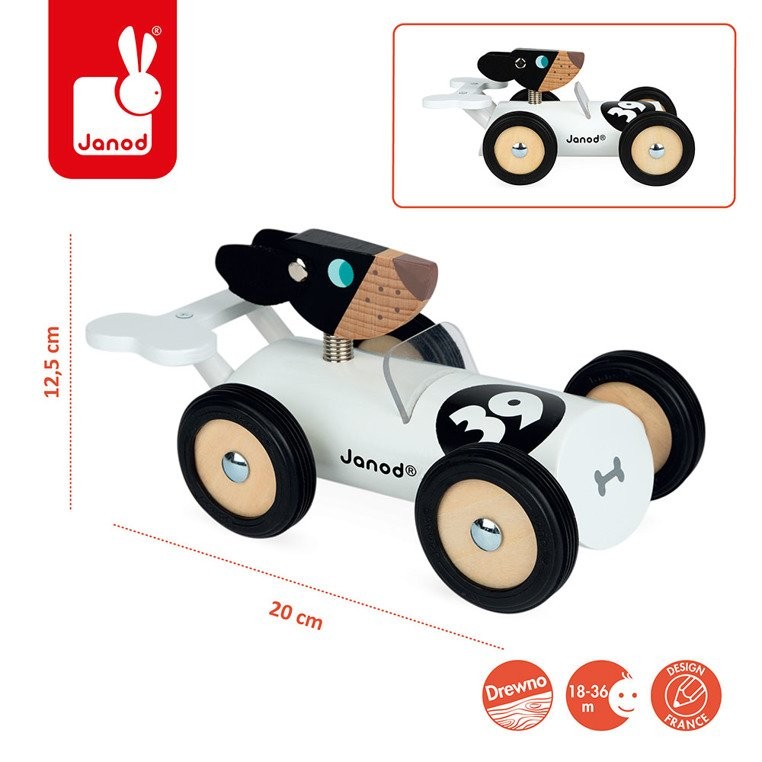 Janod Drewniany Samochód Retro Spirit Bernard 3+