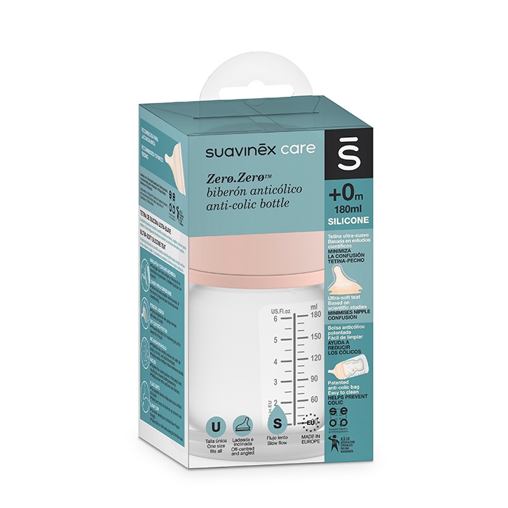 Suavinex Butelka Antykolkowa Zero Zero 180ml Wolny Przepływ 0-3m