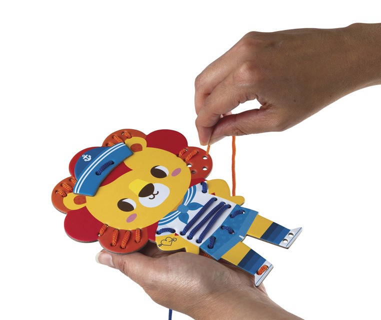Janod Sznurowanka Kolorowe Zwierzątka 2+ | Drewniane Zabawki