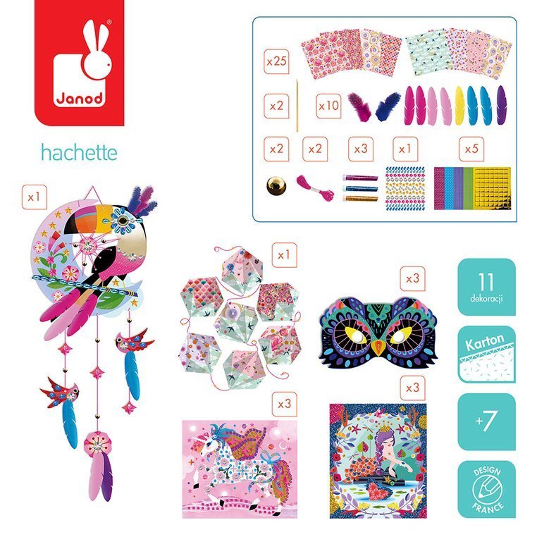 Janod Multi Zestaw Kreatywny Tukan 11 dekoracji 7+