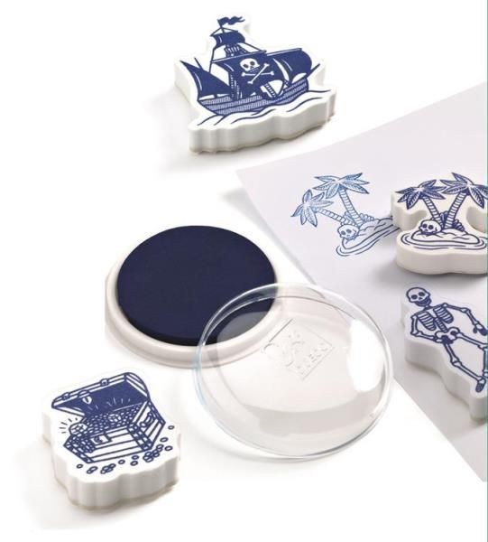 Djeco Zestaw stempli z tuszem PIRACI 4+