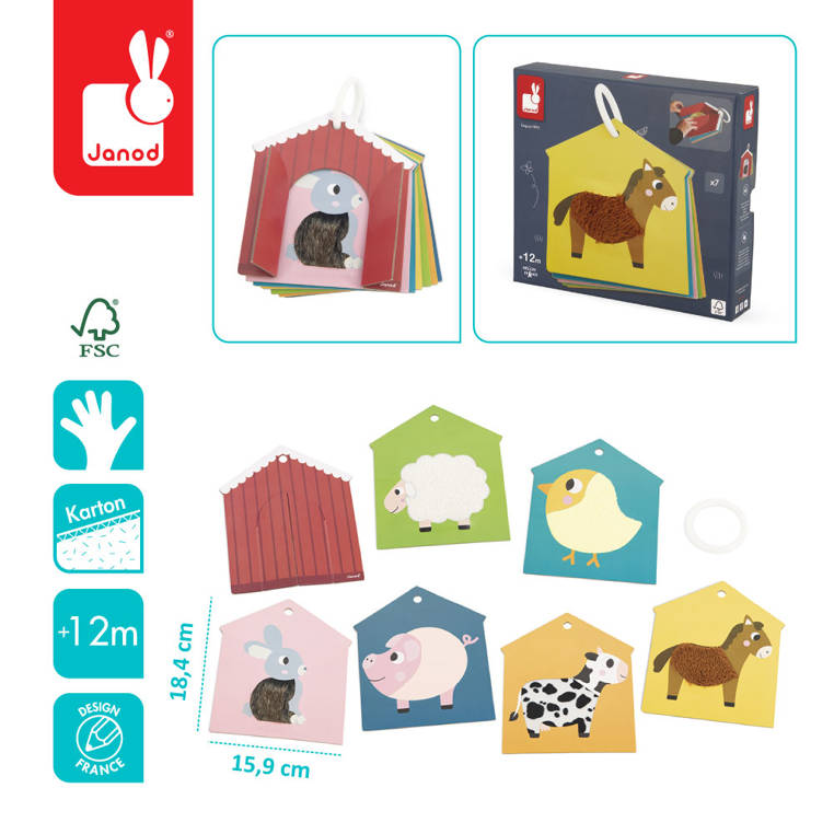 Janod Karty Sensoryczne Farma 7 el. 12m+