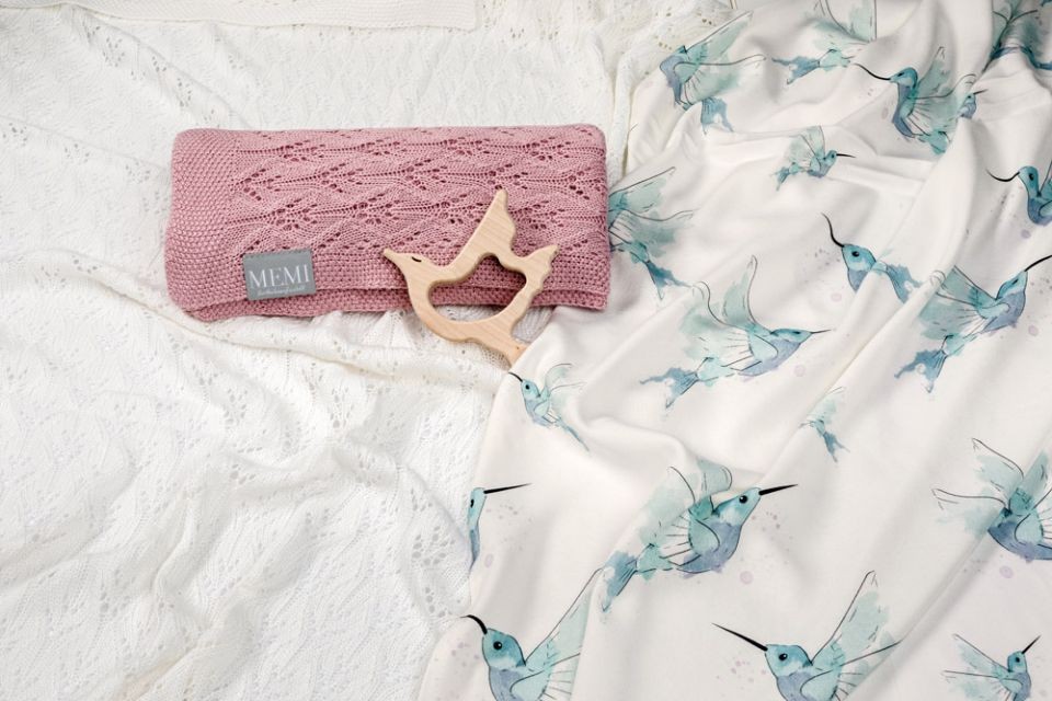 My Memi Ażurowy kocyk bambusowy 80x100 jasny szary 0+