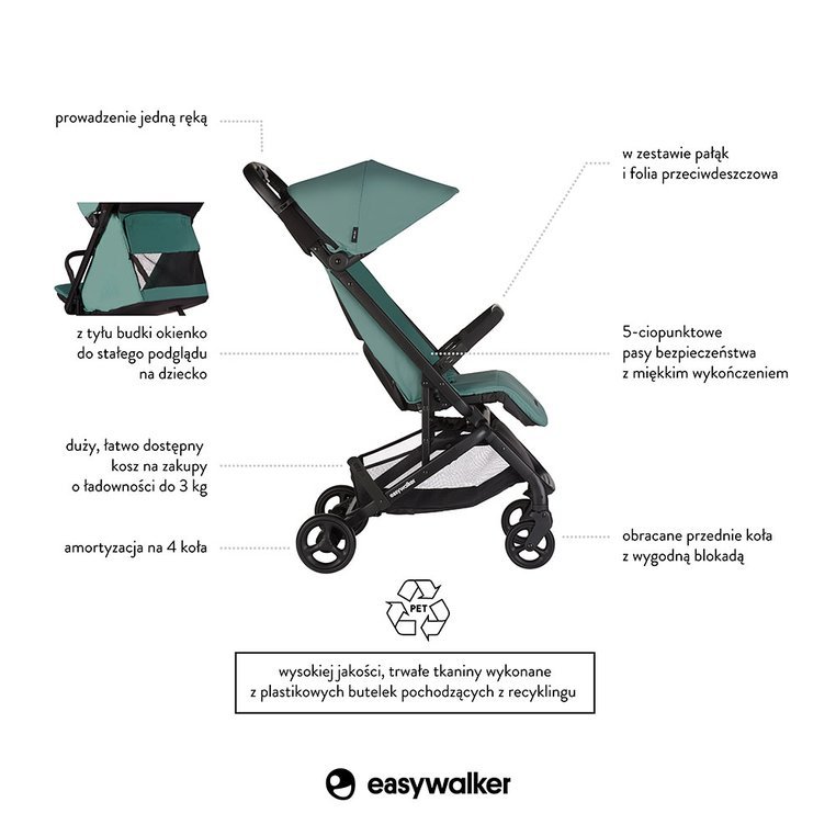 Easywalker Miley Wózek Spacerowy Coral Green 0+