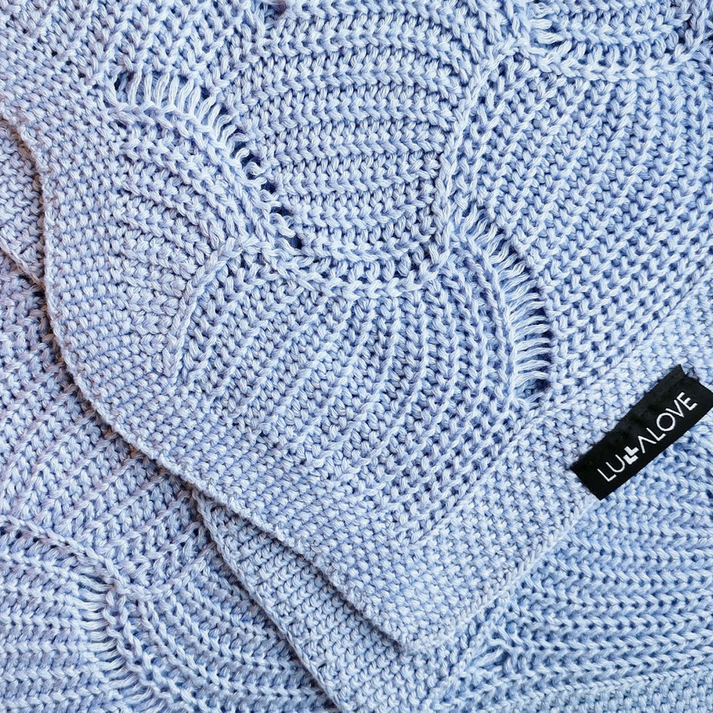 Lullalove Kocyk Muszelka Całoroczny Błękitny 80x100cm