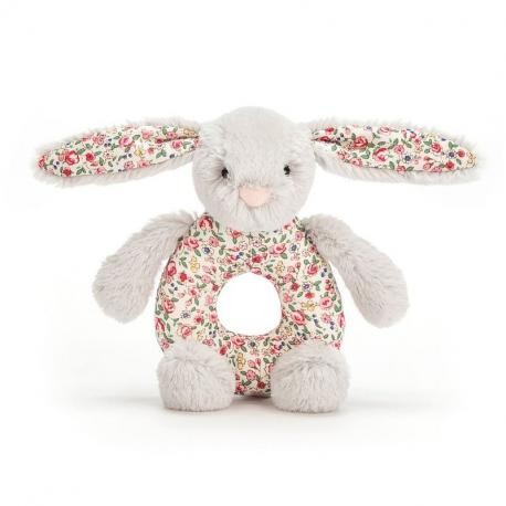 Jellycat Królik Grzechotka Szary w Kwiatki 18cm 0+