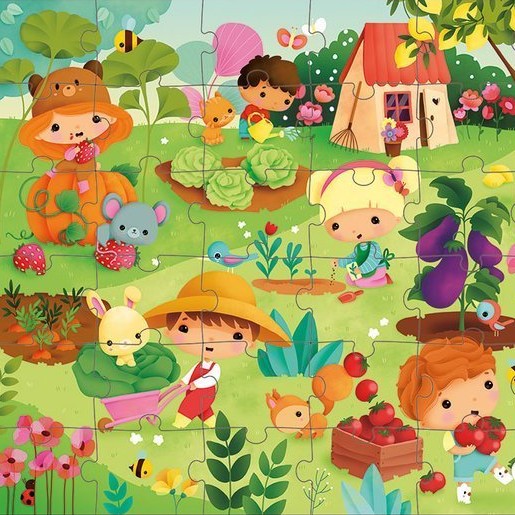 Janod Puzzle w Walizce Ogród 36el 4+