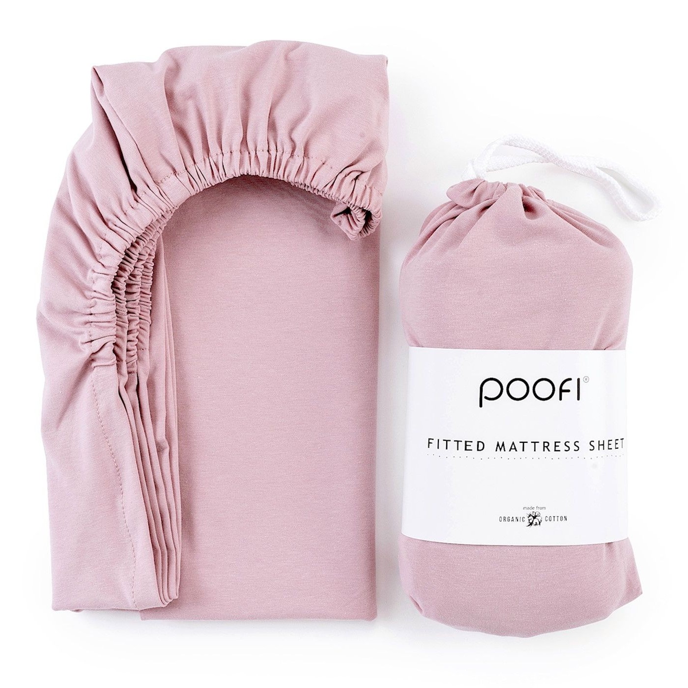 Poofi Prześcieradło do łóżeczka 60x120 cm pudrowy | Bawełna Organic