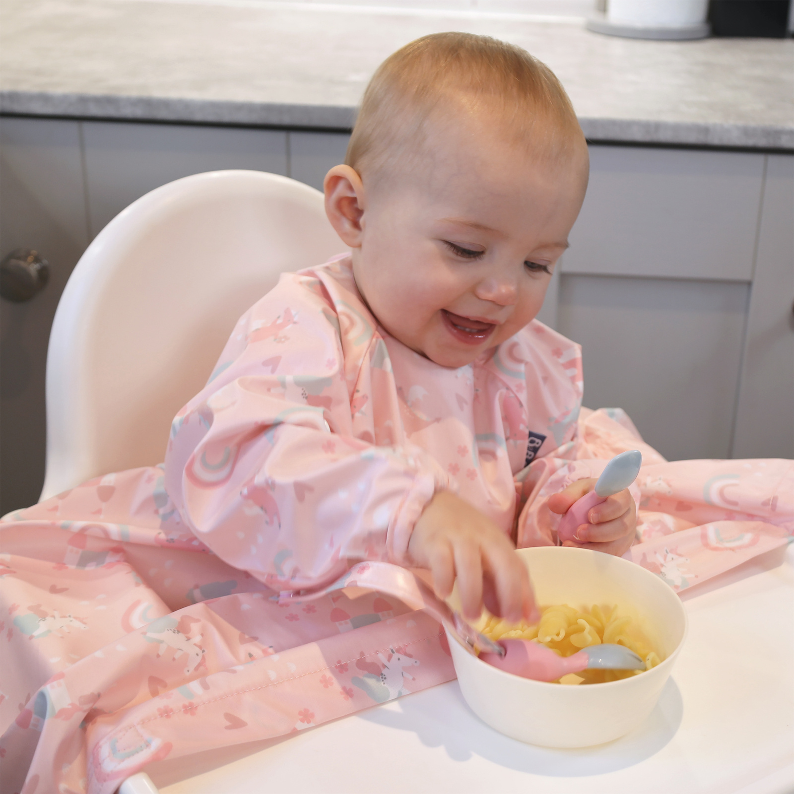 BIBaDO, Wodoodporny śliniak z długim rękawem BLW Over the Rainbow
